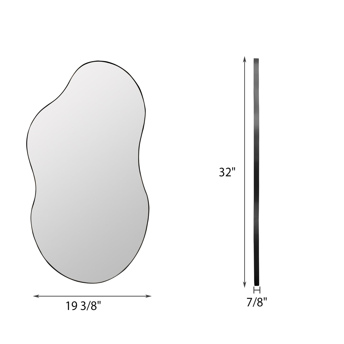 Miroir mural asymétrique ondulé antique