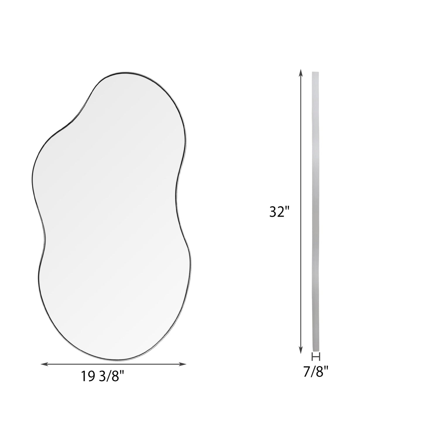 Miroir mural asymétrique ondulé antique