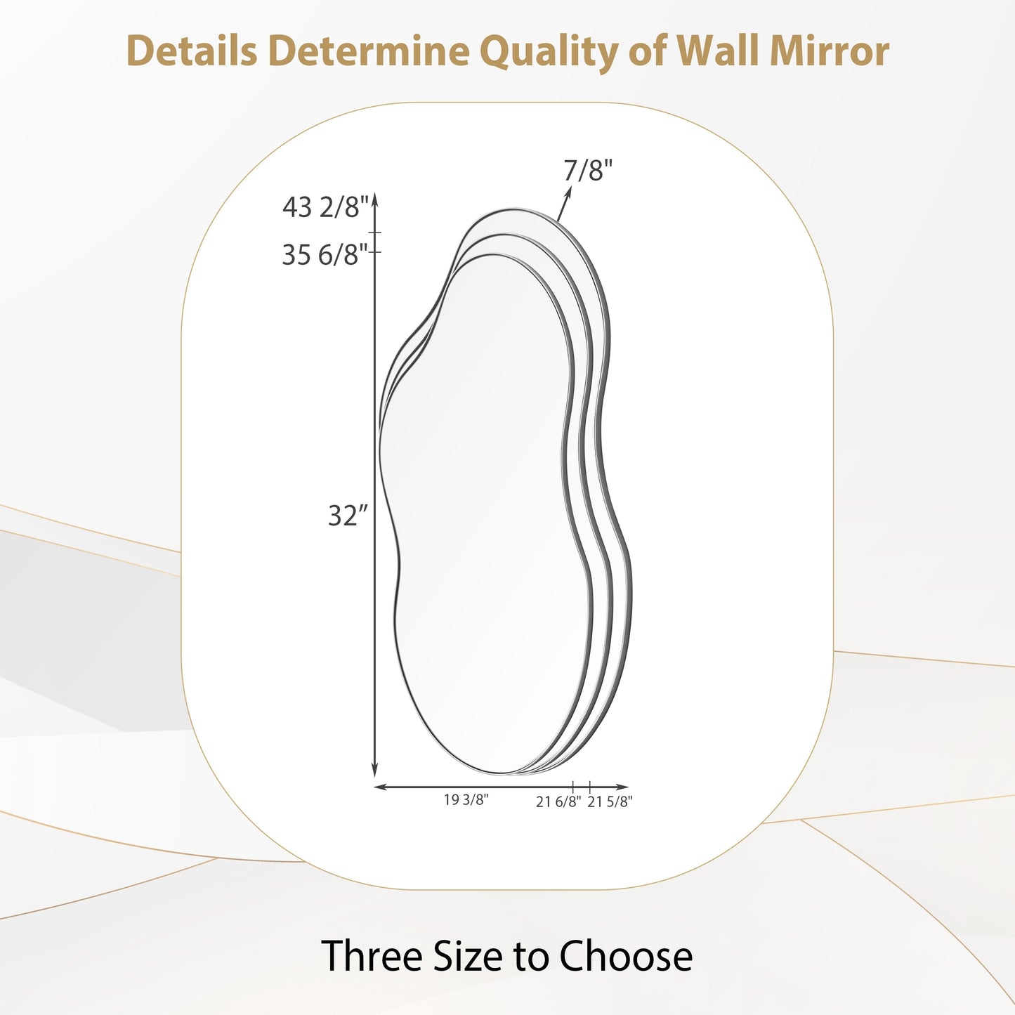 Miroir mural asymétrique ondulé antique