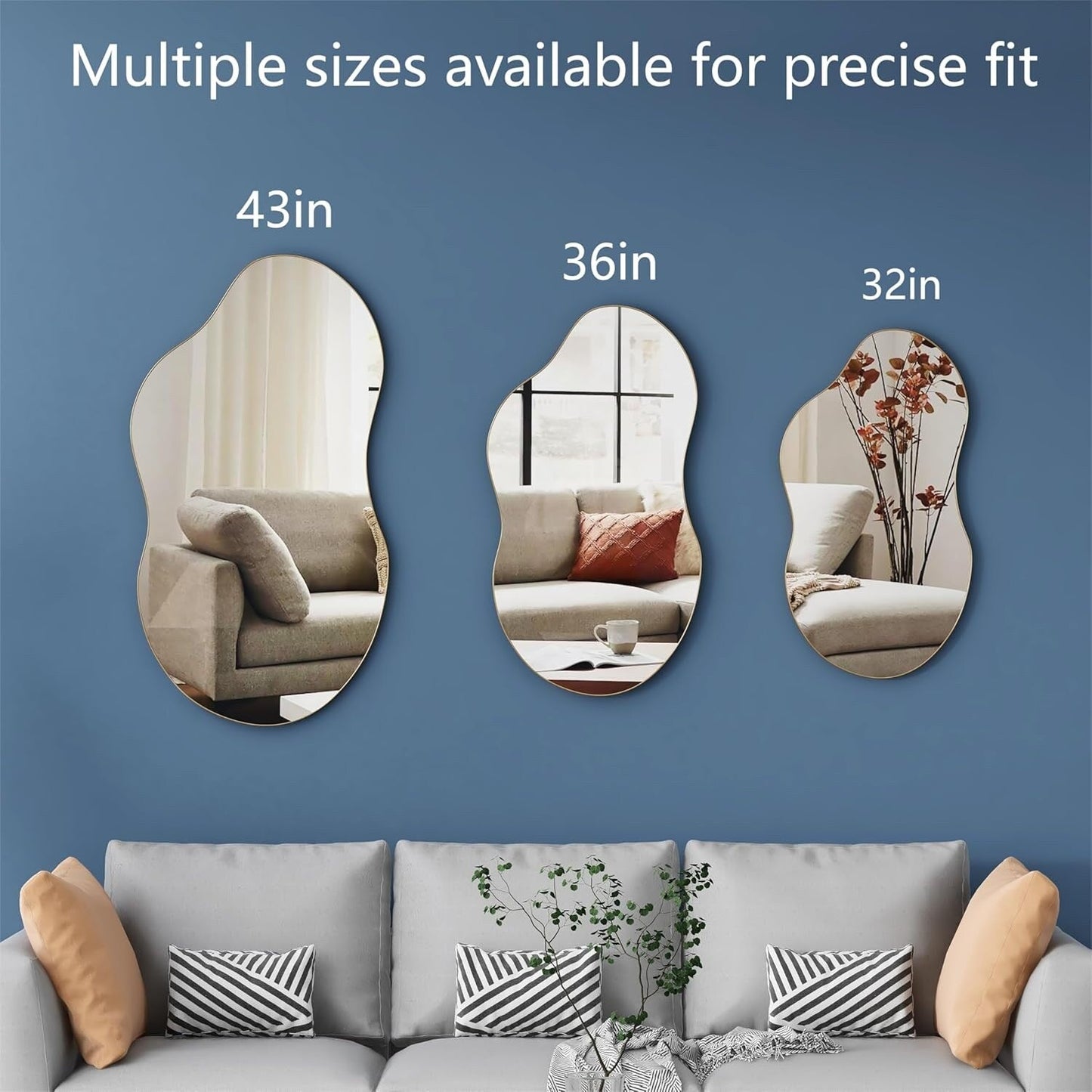 Miroir mural asymétrique ondulé antique