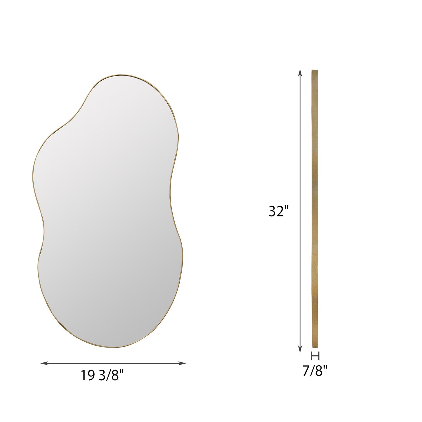 Miroir mural asymétrique ondulé antique