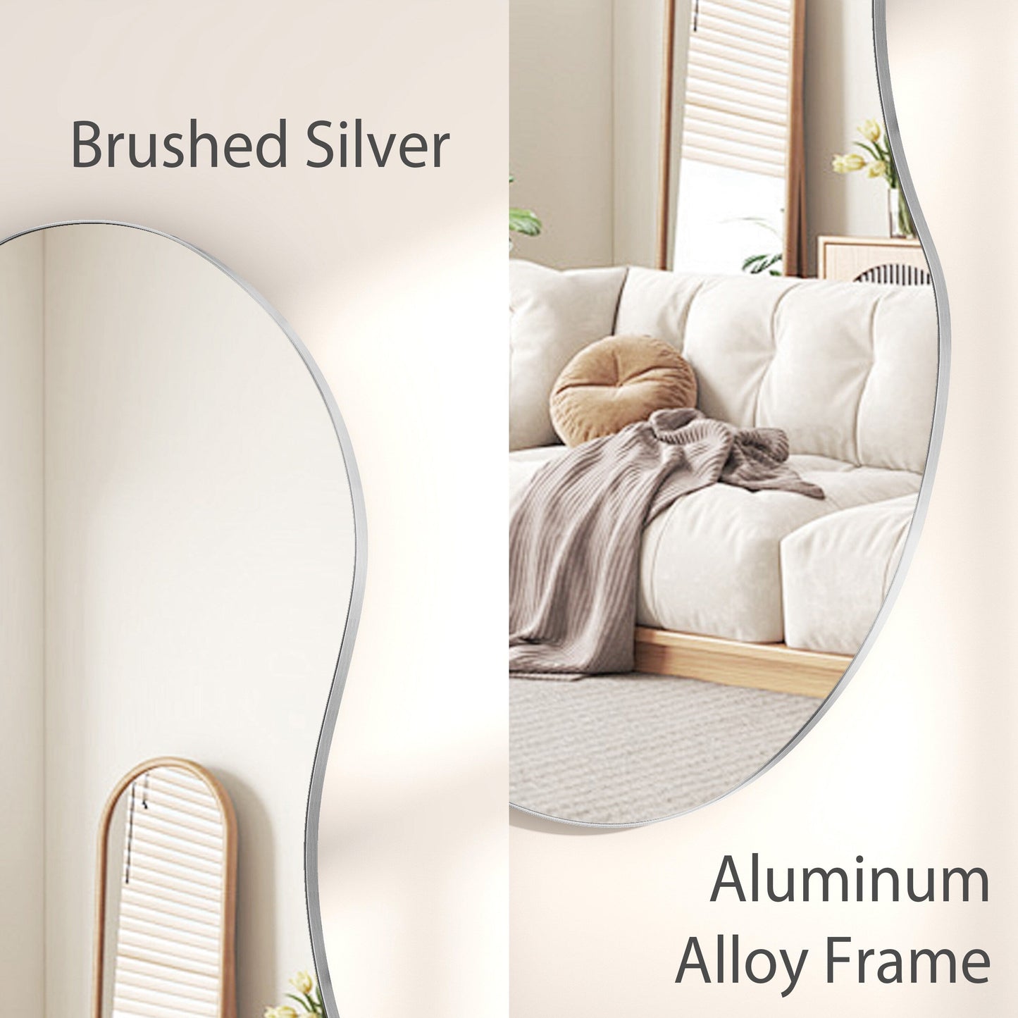 Miroir mural asymétrique ondulé antique