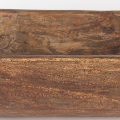 Bol rectangulaire extra large Athena en bois recyclé noir-brun - 26,0 L x 10,0 l x 7,0 H