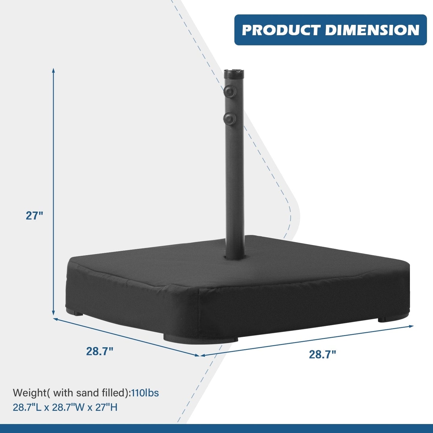 Parasol de patio rectangulaire Autlaycil de 13 pieds, très grand parasol d'extérieur sans base