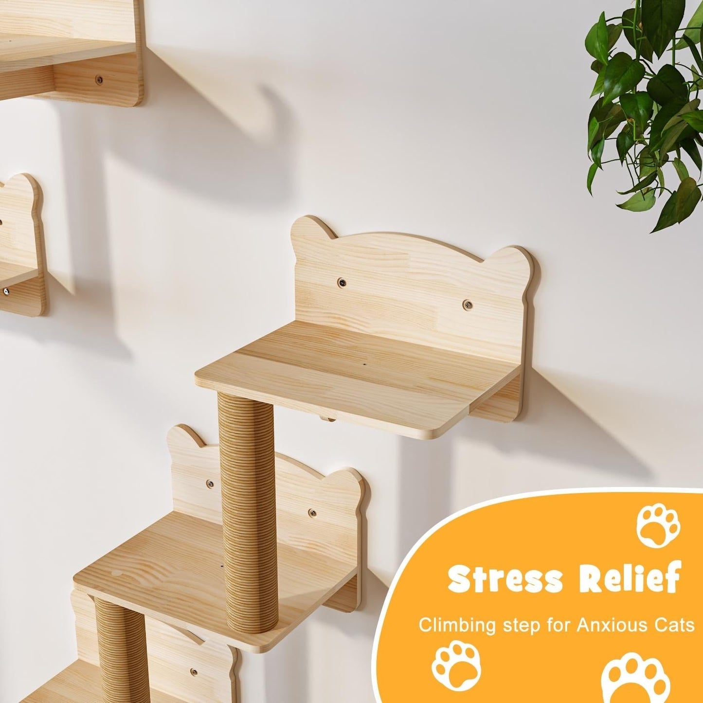 Système d'escalade mural pour chat BOSSIN 9/16/18 pièces en pin - Étagères murales avec panier, griffoir et tunnel