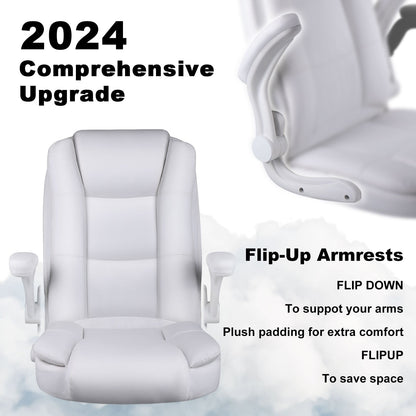 Chaise de bureau ergonomique Bossin pour grandes et grandes tailles, dossier haut, hauteur réglable, en cuir, avec accoudoirs rembourrés et rabattables