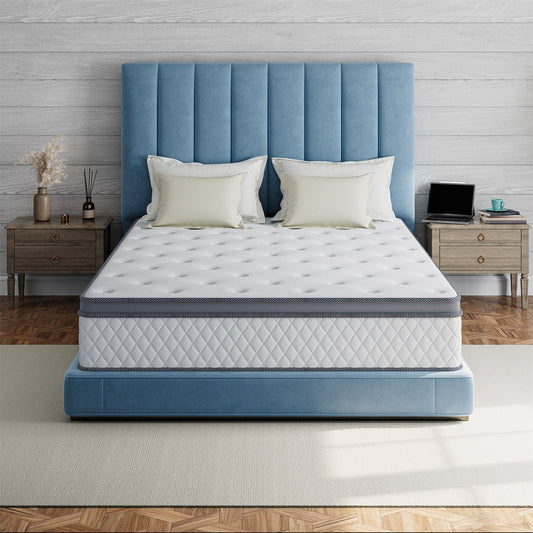 Matelas hybride ferme en mousse à mémoire de forme SweDrea de 12 po avec CertiPUR-US et Oeko-TEX, doté de ressorts renforcés.