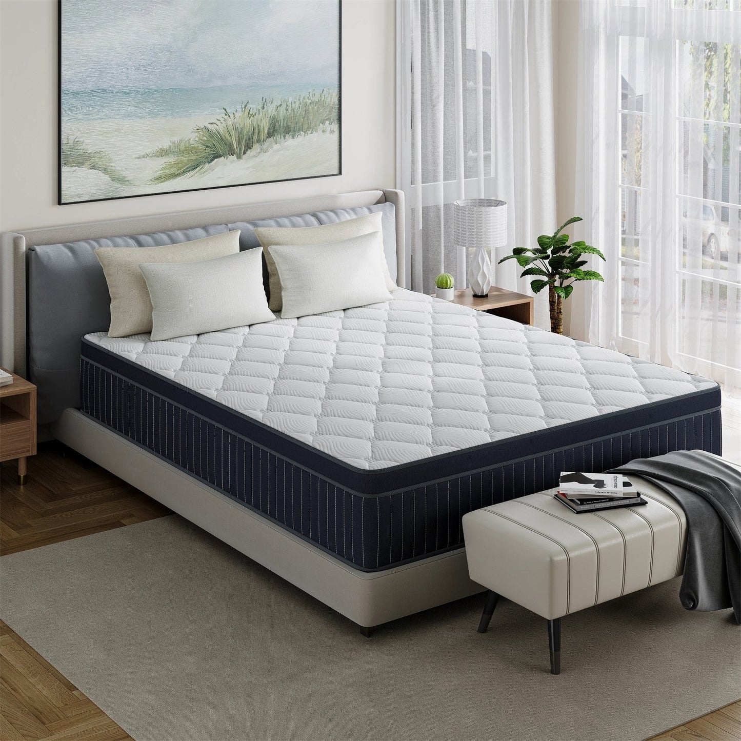 Matelas hybride SweDrea 12 po en mousse à mémoire de forme infusée de gel, rafraîchissant et respirant, certifié CertiPUR-US, SGS et OEKO-TEX