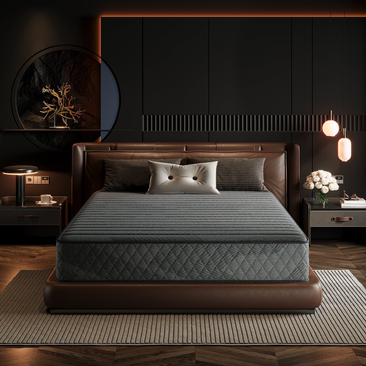 Matelas hybride SweDrea 8/12 po en mousse à mémoire de forme infusée de gel, ferme et respirant, certifié CertiPUR-US, SGS et OEKO-TEX