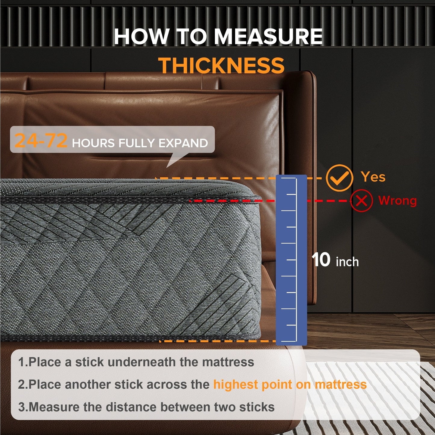 Matelas hybride SweDrea 8/12 po en mousse à mémoire de forme infusée de gel, ferme et respirant, certifié CertiPUR-US, SGS et OEKO-TEX