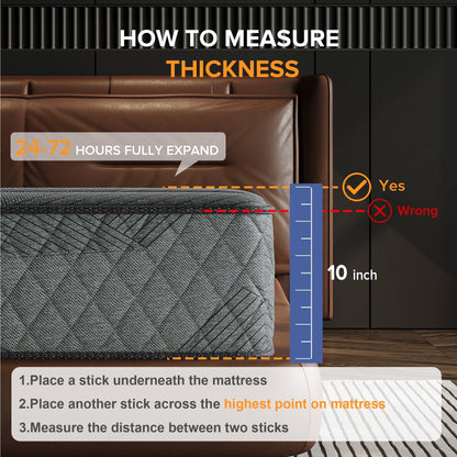 Matelas hybride SweDrea 8/12 po en mousse à mémoire de forme infusée de gel, ferme et respirant, certifié CertiPUR-US, SGS et OEKO-TEX