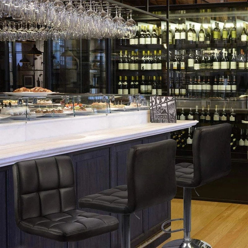 Lot de 2 tabourets de bar réglables et pivotants en cuir PU