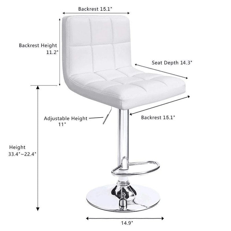 Lot de 2 tabourets de bar réglables et pivotants en cuir PU