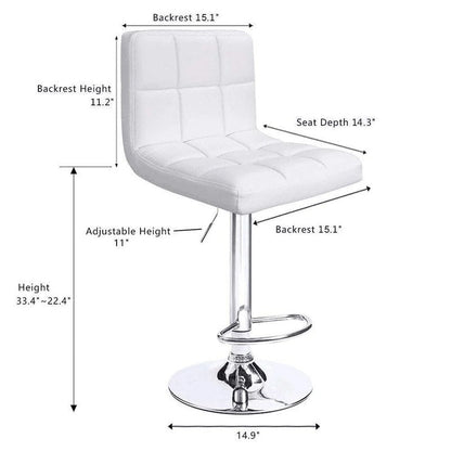 Lot de 2 tabourets de bar réglables et pivotants en cuir PU