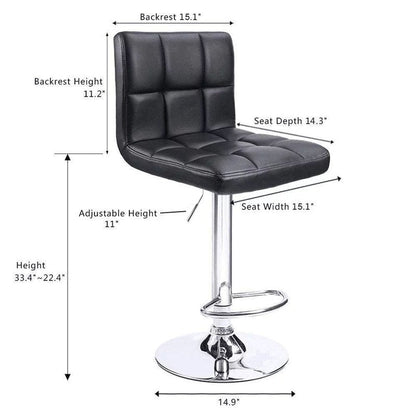 Lot de 2 tabourets de bar réglables et pivotants en cuir PU
