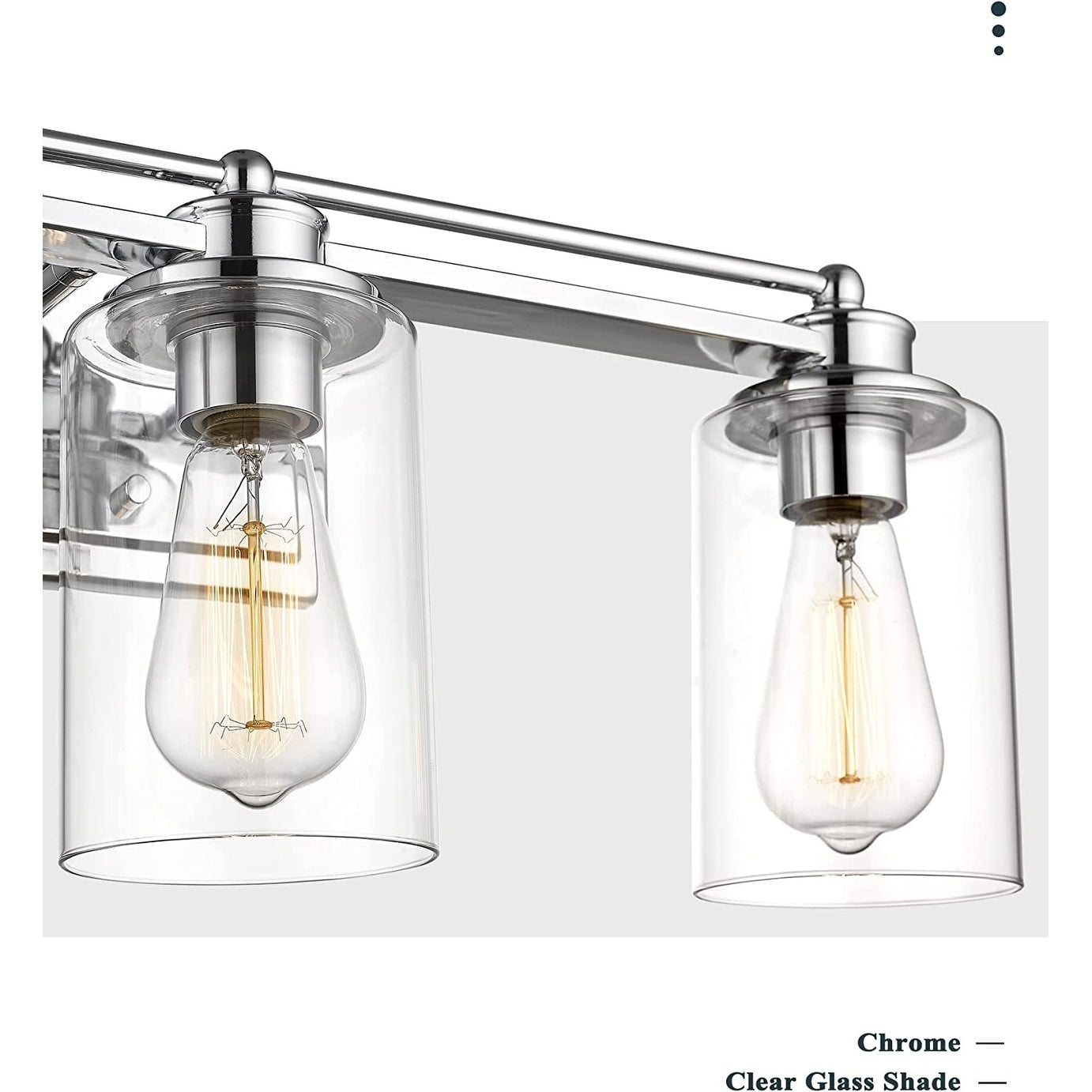 Applique murale pour salle de bain avec miroir et abat-jour en verre transparent