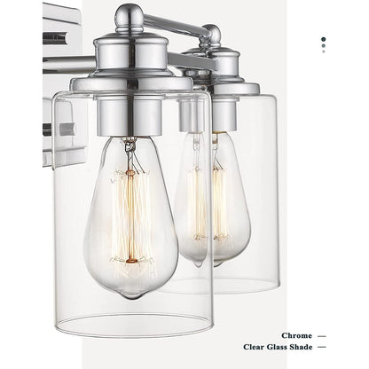 Applique murale pour salle de bain avec miroir et abat-jour en verre transparent