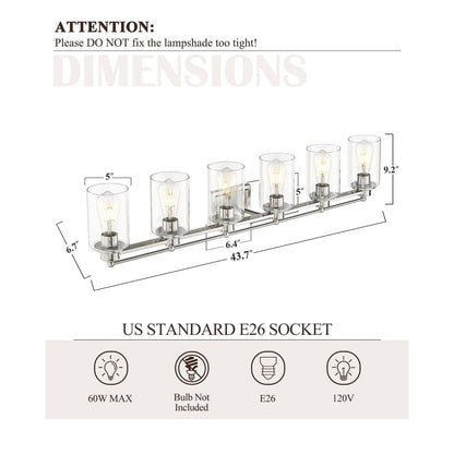 Applique murale pour salle de bain avec miroir et abat-jour en verre transparent