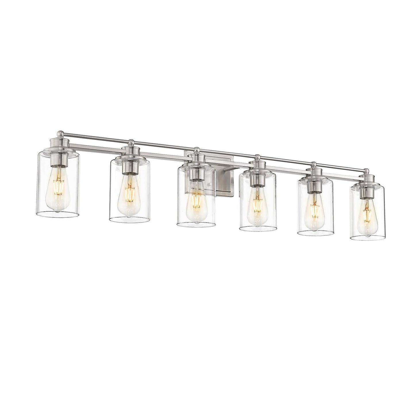 Applique murale pour salle de bain avec miroir et abat-jour en verre transparent