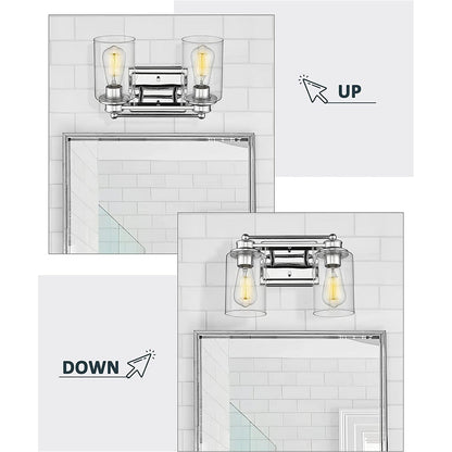 Applique murale pour salle de bain avec miroir et abat-jour en verre transparent