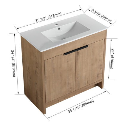 Meuble-lavabo Beingnext 24/30/36 avec porte à fermeture douce et étagère réglable