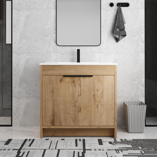 Meuble-lavabo Beingnext 24/30/36 avec porte à fermeture douce et étagère réglable