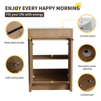 Meuble-lavabo Beingnext 24/30/36 avec porte à fermeture douce et étagère réglable