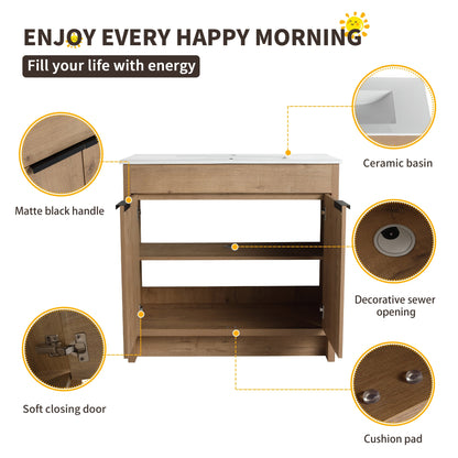 Meuble-lavabo Beingnext 24/30/36 avec porte à fermeture douce et étagère réglable