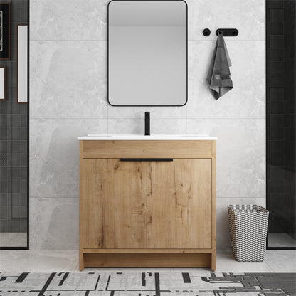 Meuble-lavabo Beingnext 24/30/36 avec porte à fermeture douce et étagère réglable