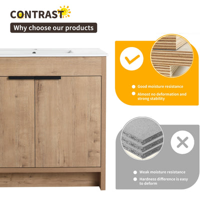 Meuble-lavabo Beingnext 24/30/36 avec porte à fermeture douce et étagère réglable