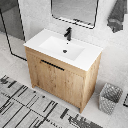Meuble-lavabo Beingnext 24/30/36 avec porte à fermeture douce et étagère réglable