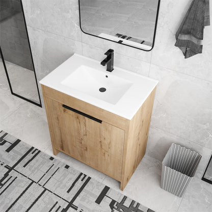 Meuble-lavabo Beingnext 24/30/36 avec porte à fermeture douce et étagère réglable