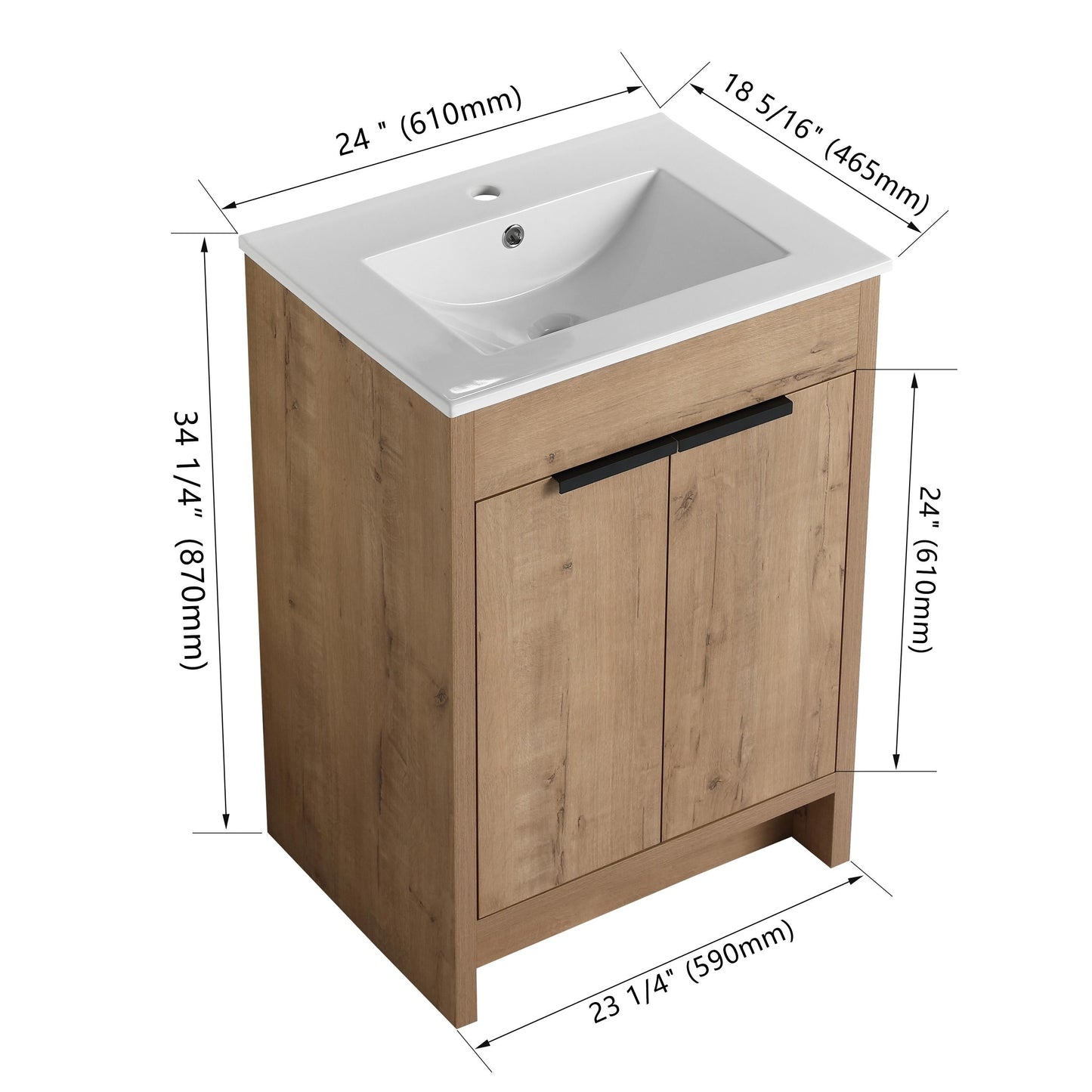 Meuble-lavabo Beingnext 24/30/36 avec porte à fermeture douce et étagère réglable