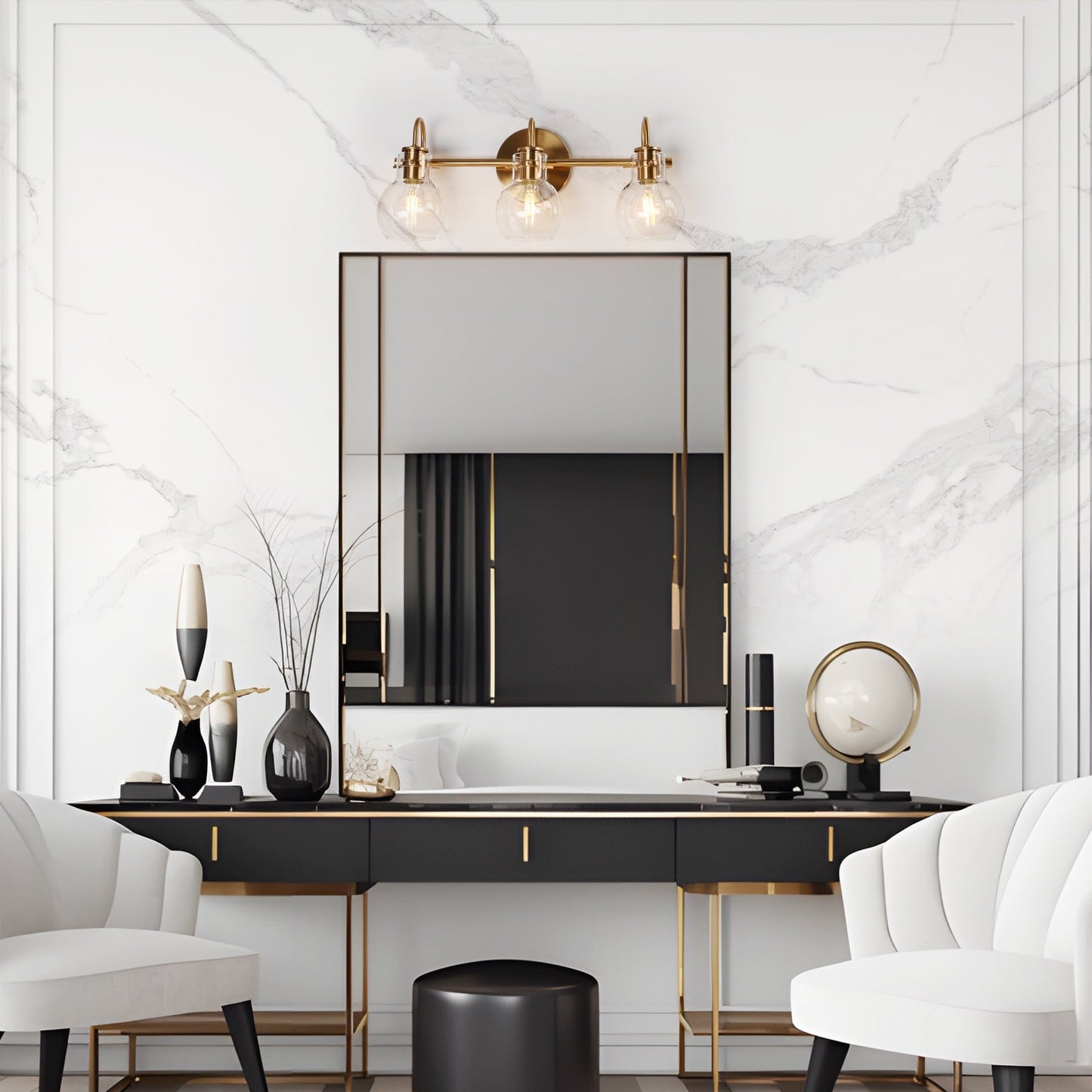 Applique murale moderne à 2, 3, 4 ou 5 lampes pour salle de bain, design minimaliste, en verre