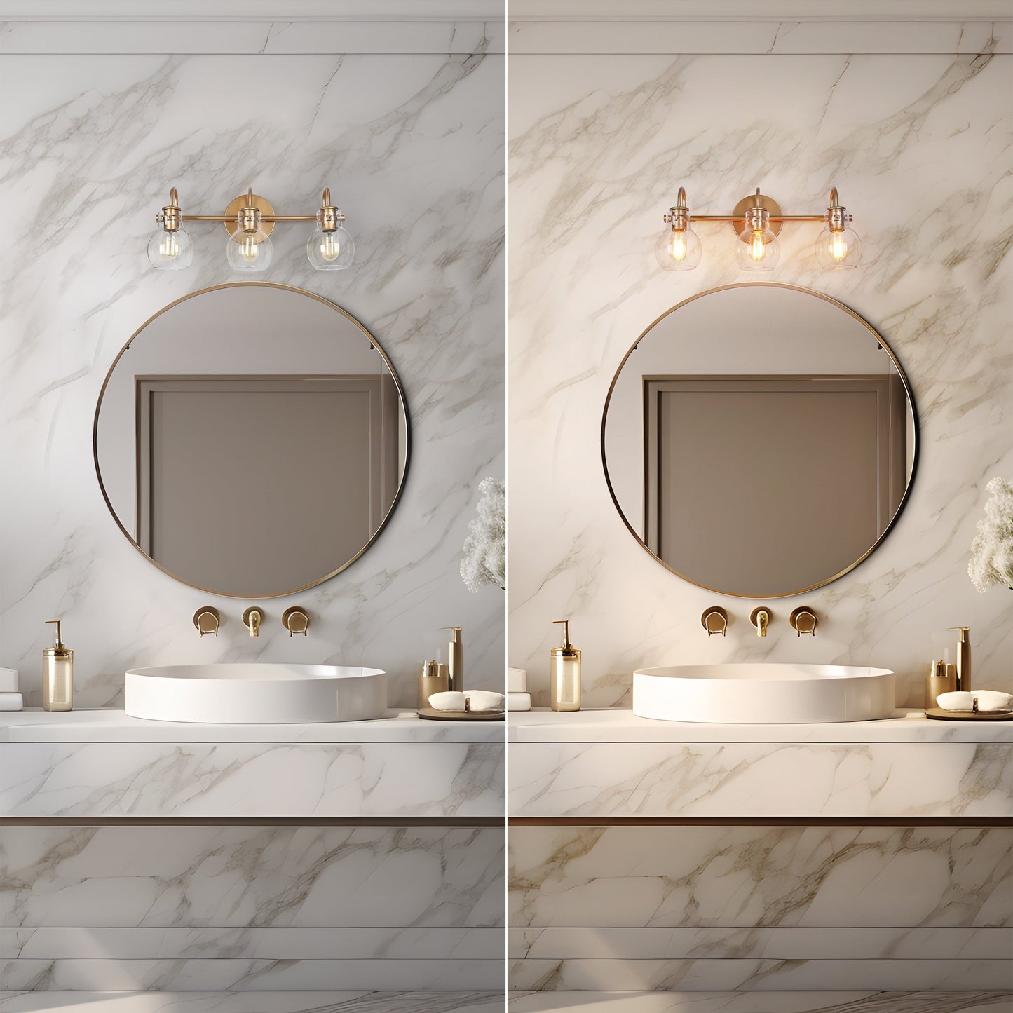 Applique murale moderne à 2, 3, 4 ou 5 lampes pour salle de bain, design minimaliste, en verre