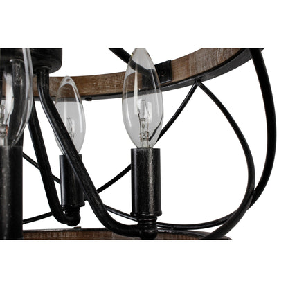 Lustre cage rustique en bois Bella Depot à 5 lumières, éclairage à intensité variable, suspension réglable de style ferme de 15,7 pouces pour îlot de cuisine