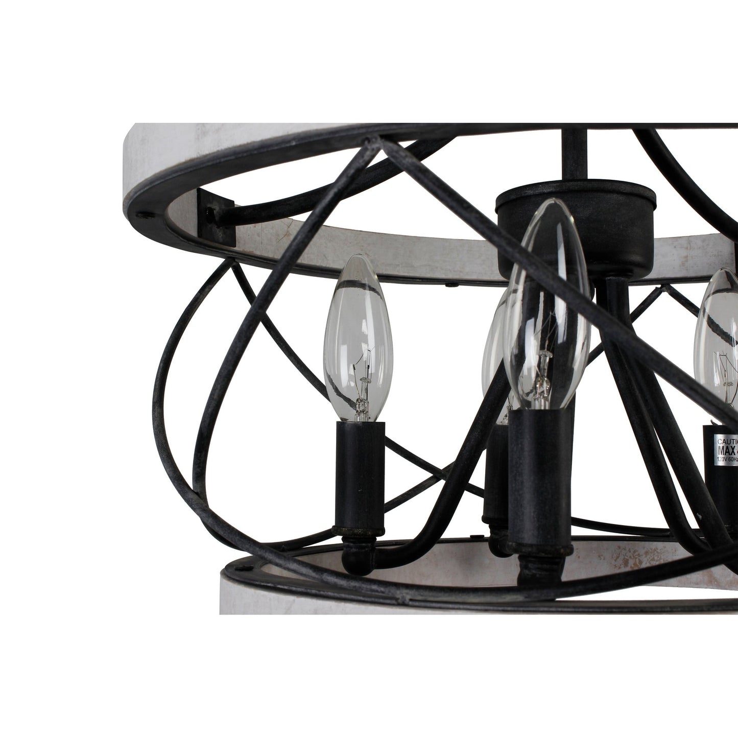 Lustre cage rustique en bois Bella Depot à 5 lumières, éclairage à intensité variable, suspension réglable de style ferme de 15,7 pouces pour îlot de cuisine