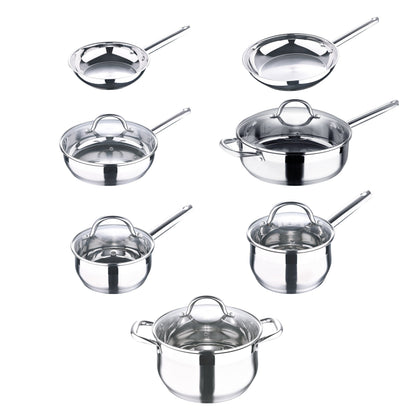 Ensemble de 12 casseroles Bergner en acier inoxydable, compatibles lave-vaisselle et induction