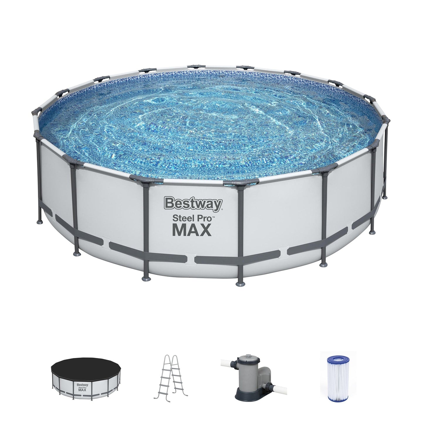Piscine hors sol ronde Bestway Steel Pro MAX avec pompe et bâche