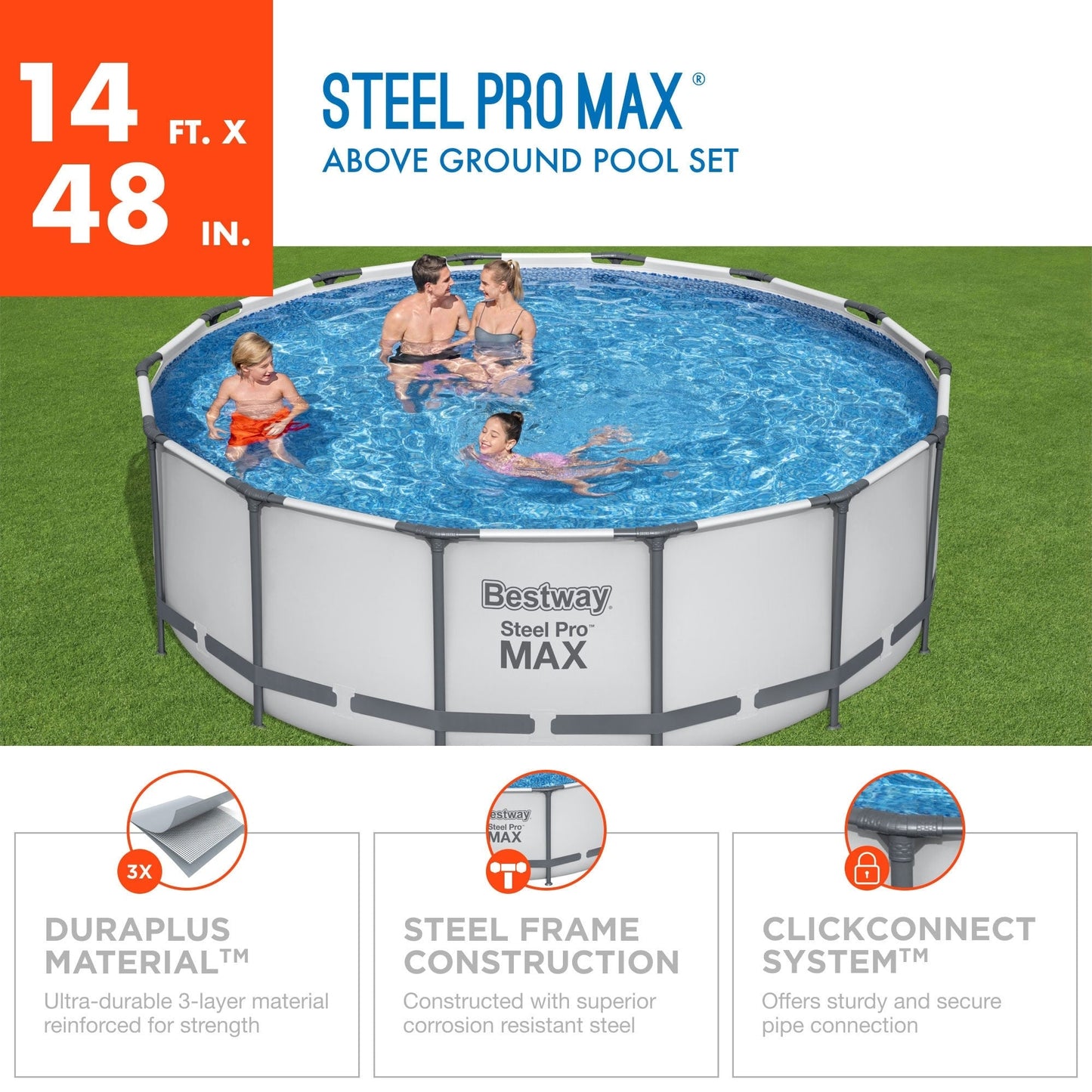 Piscine hors sol ronde Bestway Steel Pro MAX avec pompe et bâche