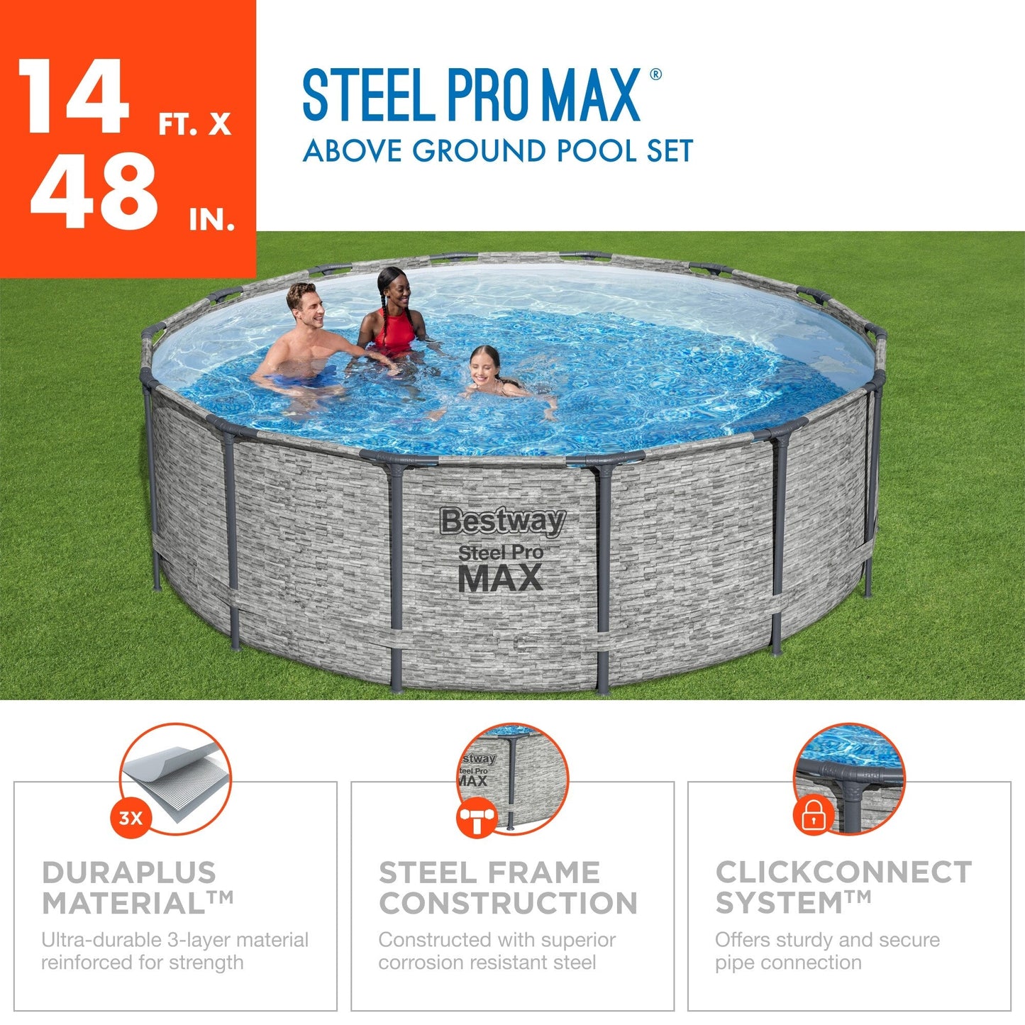 Piscine hors sol ronde Bestway Steel Pro MAX avec pompe et bâche