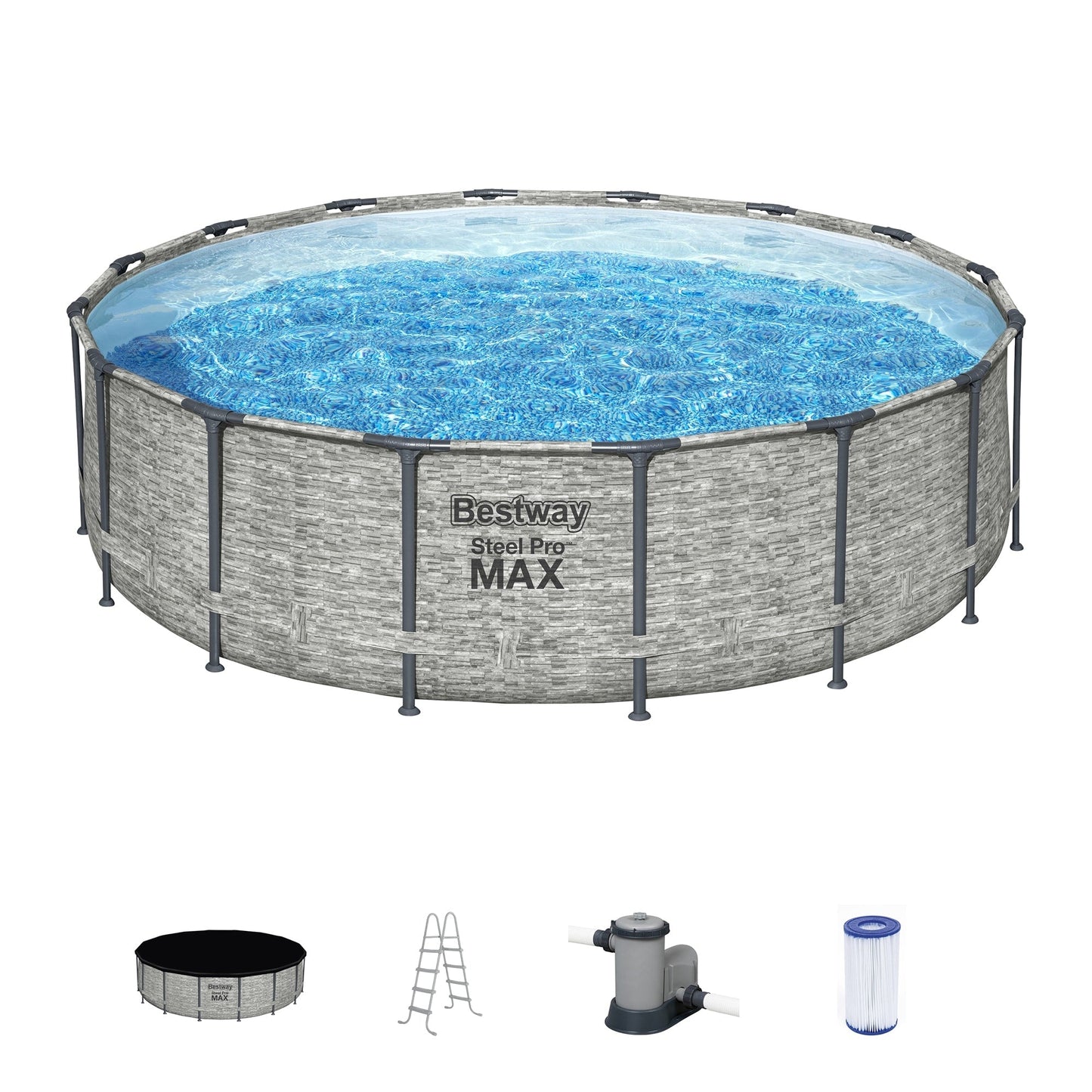 Piscine hors sol ronde Bestway Steel Pro MAX avec pompe et bâche