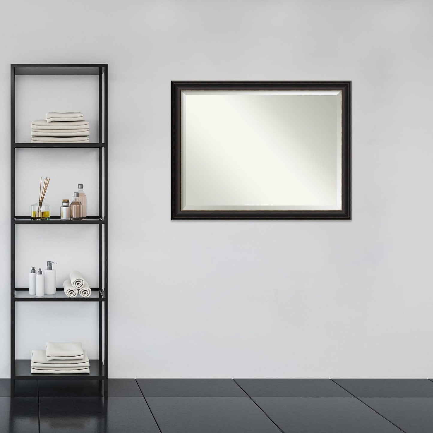 Miroir mural biseauté pour salle de bain - Cadre en bronze huilé Trio - Bronze huilé Trio