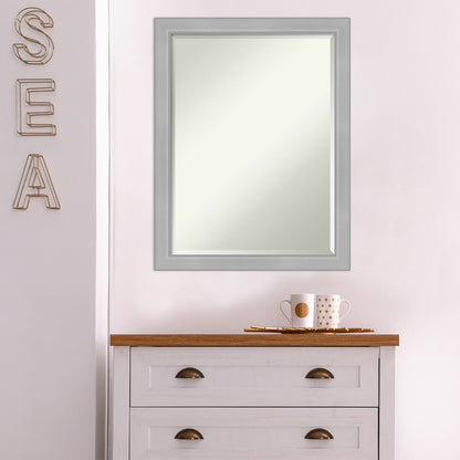 Miroir mural biseauté pour salle de bain - Cadre en nickel brossé Vista