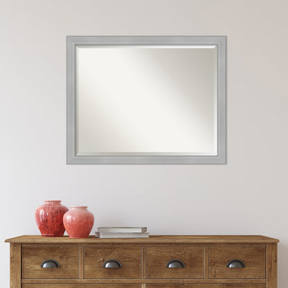 Miroir mural biseauté pour salle de bain - Cadre en nickel brossé Vista