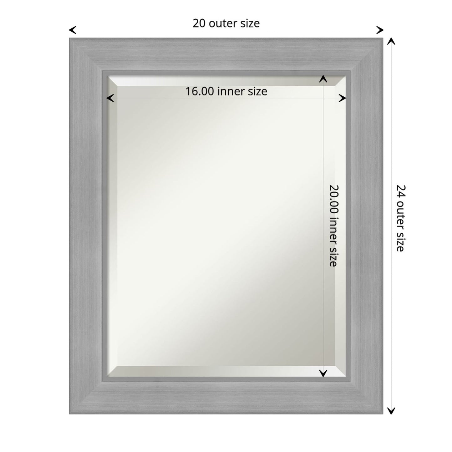 Miroir mural biseauté pour salle de bain - Cadre en nickel brossé Vista