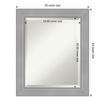Miroir mural biseauté pour salle de bain - Cadre en nickel brossé Vista
