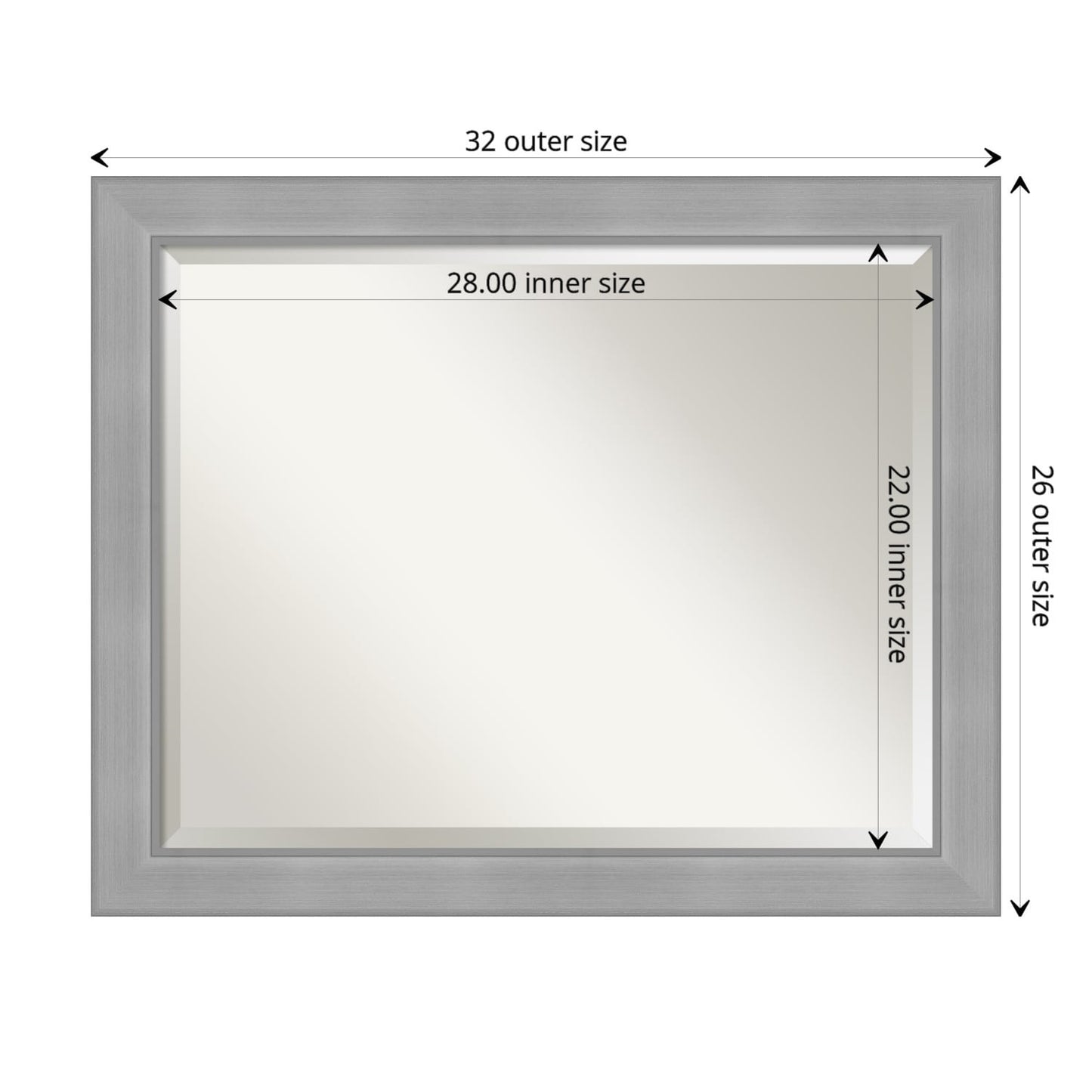 Miroir mural biseauté pour salle de bain - Cadre en nickel brossé Vista