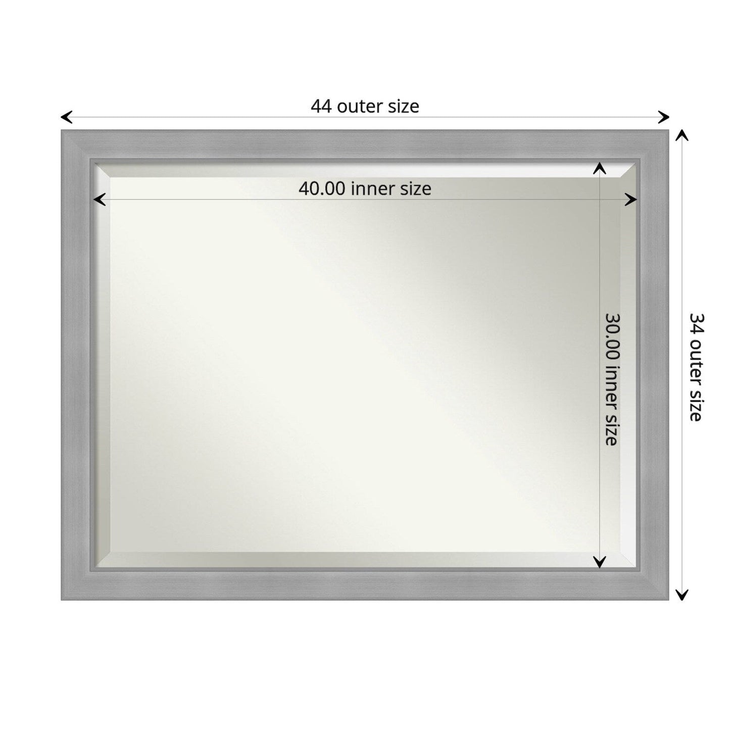 Miroir mural biseauté pour salle de bain - Cadre en nickel brossé Vista