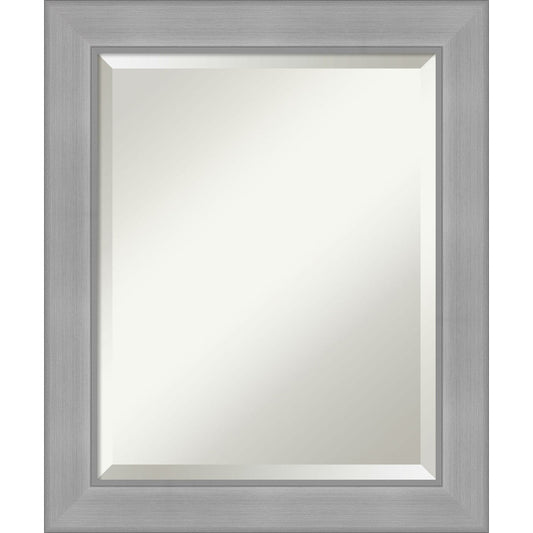 Miroir mural biseauté pour salle de bain - Cadre en nickel brossé Vista